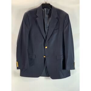 LAUREN RALPH LAUREN Men's Navy Gold Two-Button Stretch Wool Blazer SZ 42R
